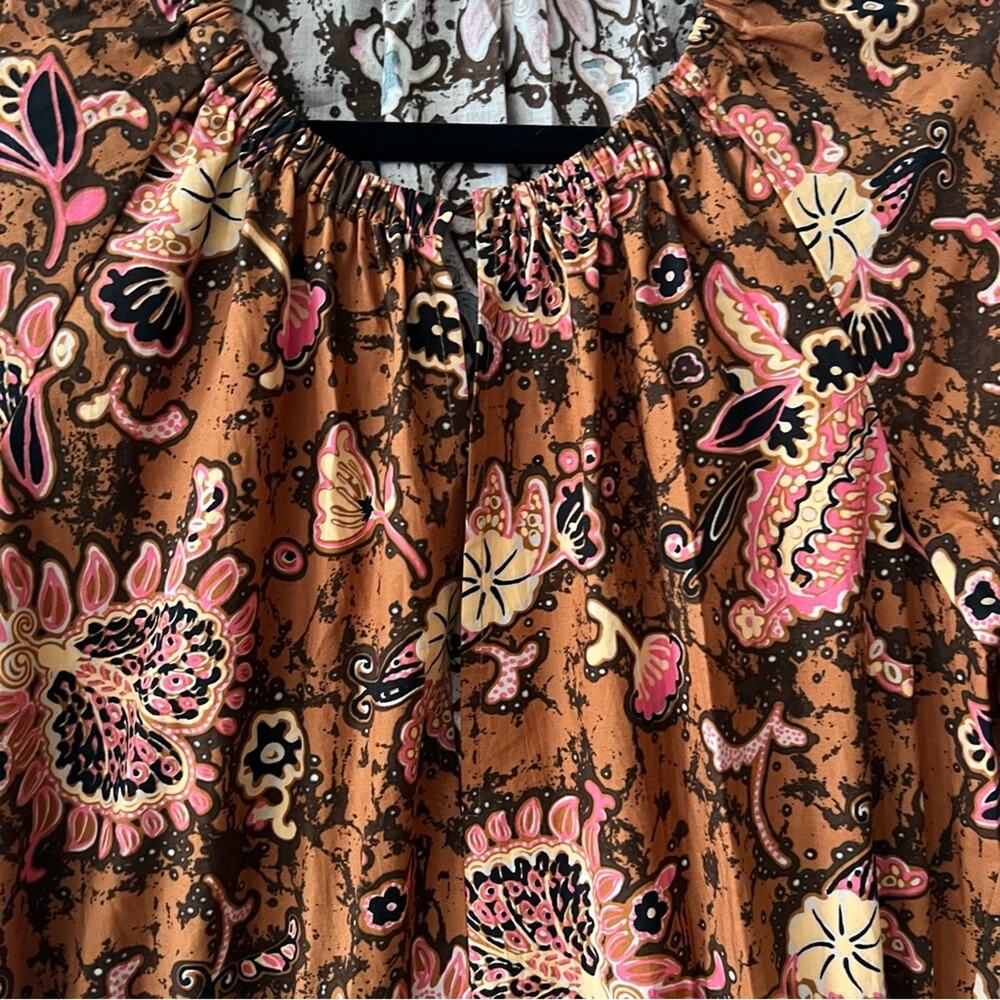 A.L.C. Mischa Printed Midi Dress in Cognac/Coral - Picture 6 of 9